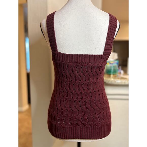 Ecru Deep Purple Silk Lined Fitted Sweater Tank Medium 4-6 - Picture 2 of 6